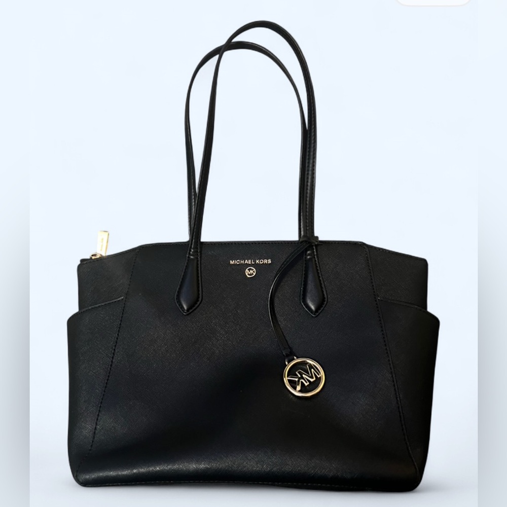 Michael Kors Black Tote with Gold Charm